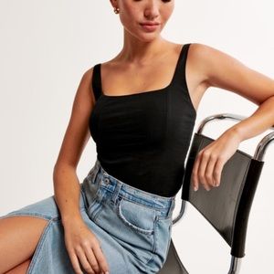 Abercrombie & Fitch seamless corset bodysuit in black size small